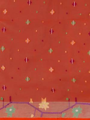 Rust woven silk cotton saree  3