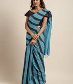 Blue woven pure cotton saree with blouse