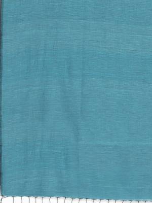 Blue woven pure cotton saree with blouse 4