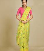 Yellow woven silk cotton saree 