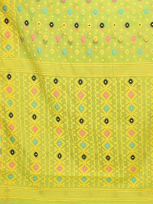 Yellow woven silk cotton saree  4