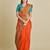 Orange woven pure cotton saree 