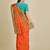 Orange woven pure cotton saree 