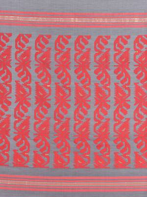 Grey Woven Silk Cotton Saree Without Blouse 4