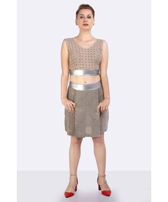 Brown Skirt & Crop Top Of Handloom Jute Fabric.  1