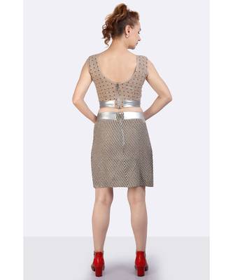 Brown Skirt & Crop Top Of Handloom Jute Fabric.  4