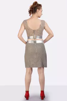Brown Skirt & Crop Top Of Handloom Jute Fabric. 