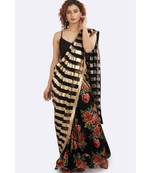Black Floral Pleated Skirt With Pico, Black Net Dupatta With, Floral Unstitched Blouse Piece