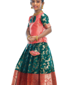 Shivangi Girls Pink Peace Lilly Pattu pavadai