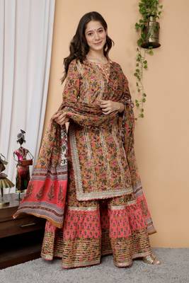 Women's Cotton kurti and SHARARA with Dupatta 1