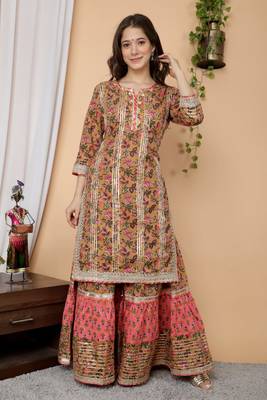 Women's Cotton kurti and SHARARA with Dupatta 3