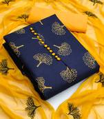 Navy-blue printed cotton salwar