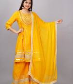 Women's Cotton Kurta With Sharara And Duptta Sets
