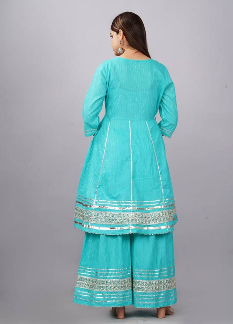 Women's Cotton Kurta With Sharara And Duptta Sets