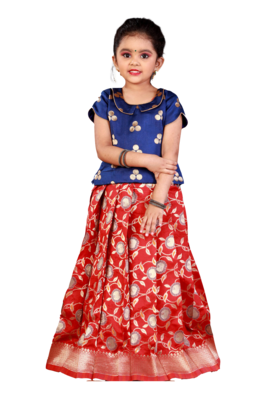 Shivangi Girls Red Butter Bowl Pattu Pavadai 1