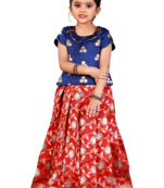 Shivangi Girls Red Butter Bowl Pattu Pavadai