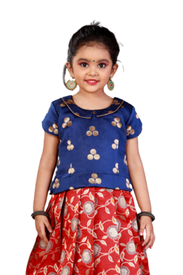 Shivangi Girls Red Butter Bowl Pattu Pavadai 2