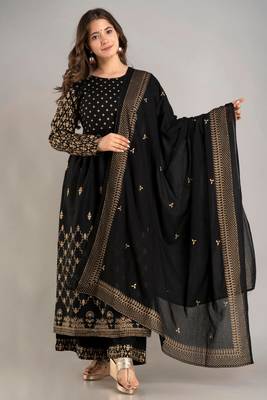 Women's Beautiful Heavy Printed Anarkali Kurti With Printed Palazzo And Dupatta  1