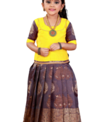 Shivangi Girls Grey Cap Lilly Pattu Pavadai