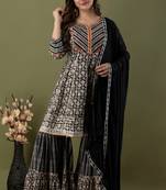 Women's Kurta With Gotta Lace Gharara And Dupatta Sets
