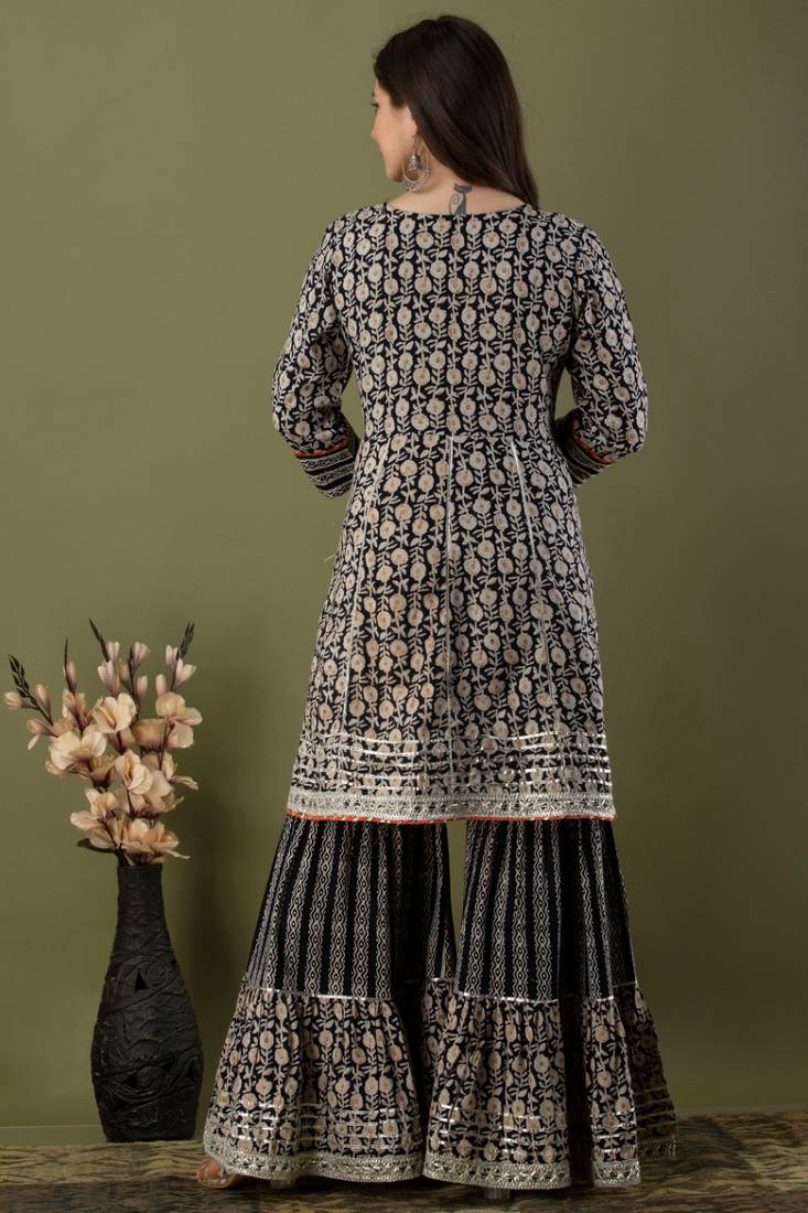 Women's Kurta With Gotta Lace Gharara And Dupatta Sets