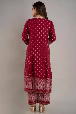 Women's Beautiful Rayon Printed Anarkali Kurta With Plazzo And Dupatta Sets 2