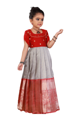Shivangi Girls Grey Checks Golden Rose LG 1