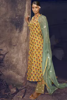 Yellow digital print cotton salwar