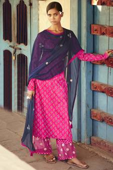 Magenta digital print cotton salwar