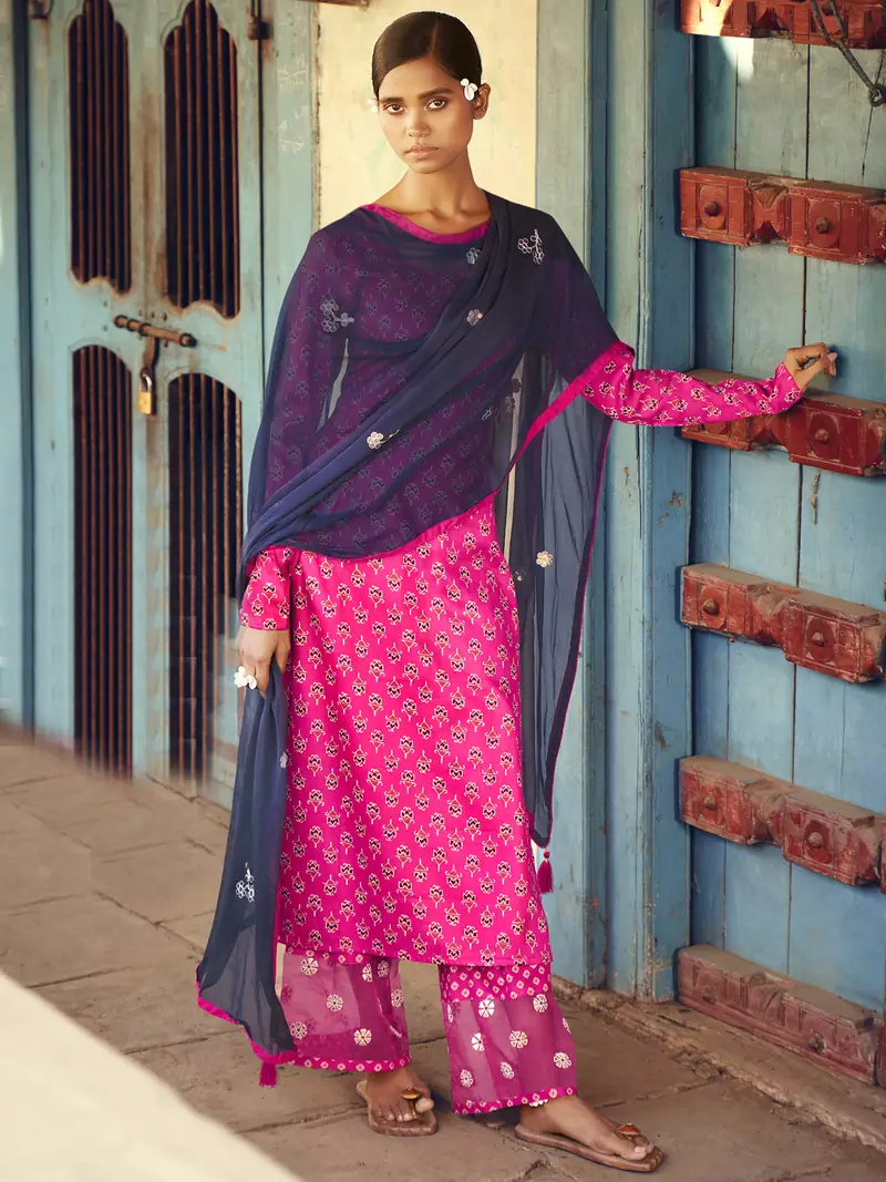 Magenta digital print cotton salwar