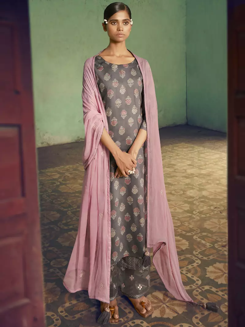 Grey digital print cotton salwar