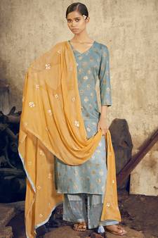 Sky blue digital print cotton salwar