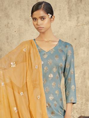 Sky blue digital print cotton salwar 3