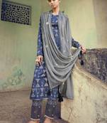 Navy blue digital print cotton salwar