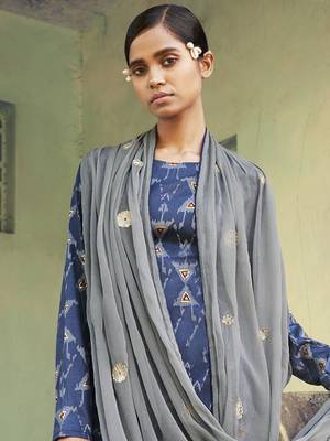 Navy blue digital print cotton salwar 3