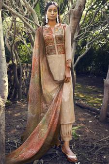 Cream digital print cotton salwar