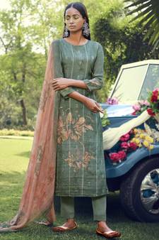 Olive digital print cotton salwar
