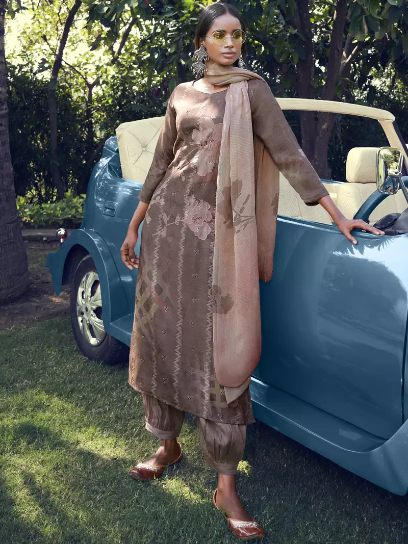 Brown digital print cotton salwar