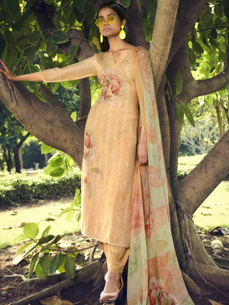 Peach digital print cotton salwar