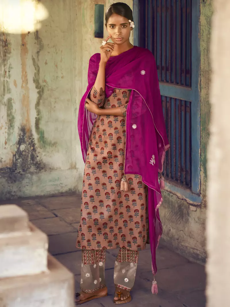 Orange digital print cotton salwar