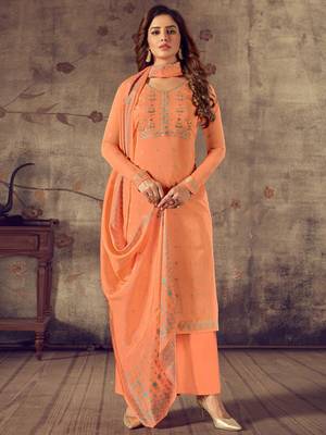 Orange jacquard cotton salwar 1