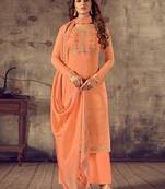 Orange jacquard cotton salwar
