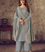 Grey jacquard cotton salwar