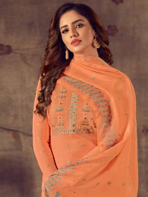 Orange jacquard cotton salwar 3