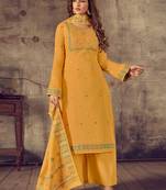 Yellow jacquard cotton salwar