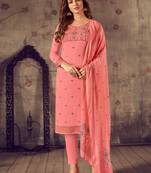 Pink jacquard cotton salwar