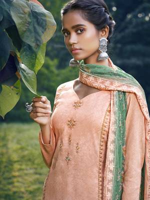 Peach embroidered satin salwar 2