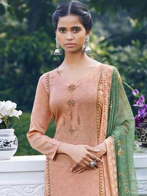 Peach embroidered satin salwar 3
