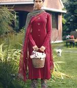 Maroon embroidered satin salwar