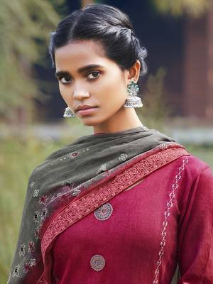 Maroon embroidered satin salwar 2